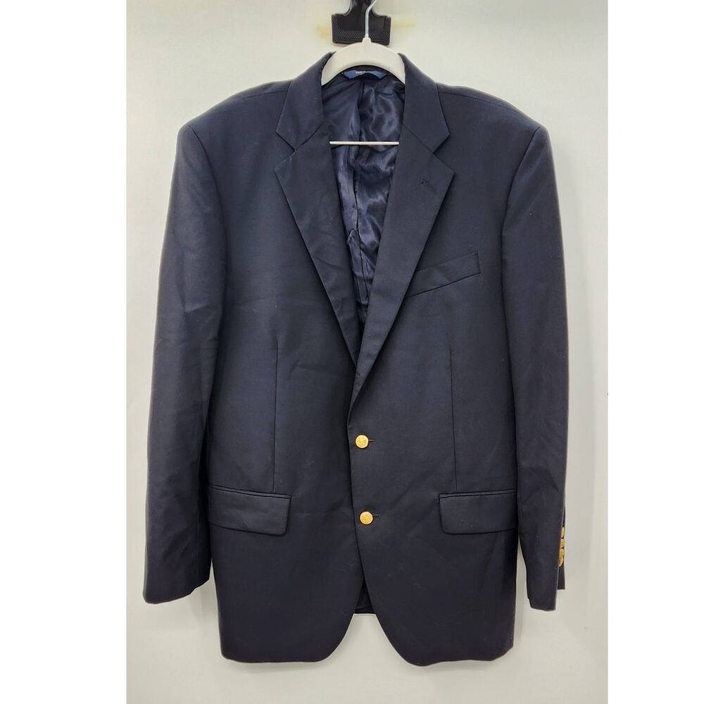 Men's Brooks Brother Loro Piana Wool Blue Navy Blazer Size 42 Reg - Picture 4 of 13